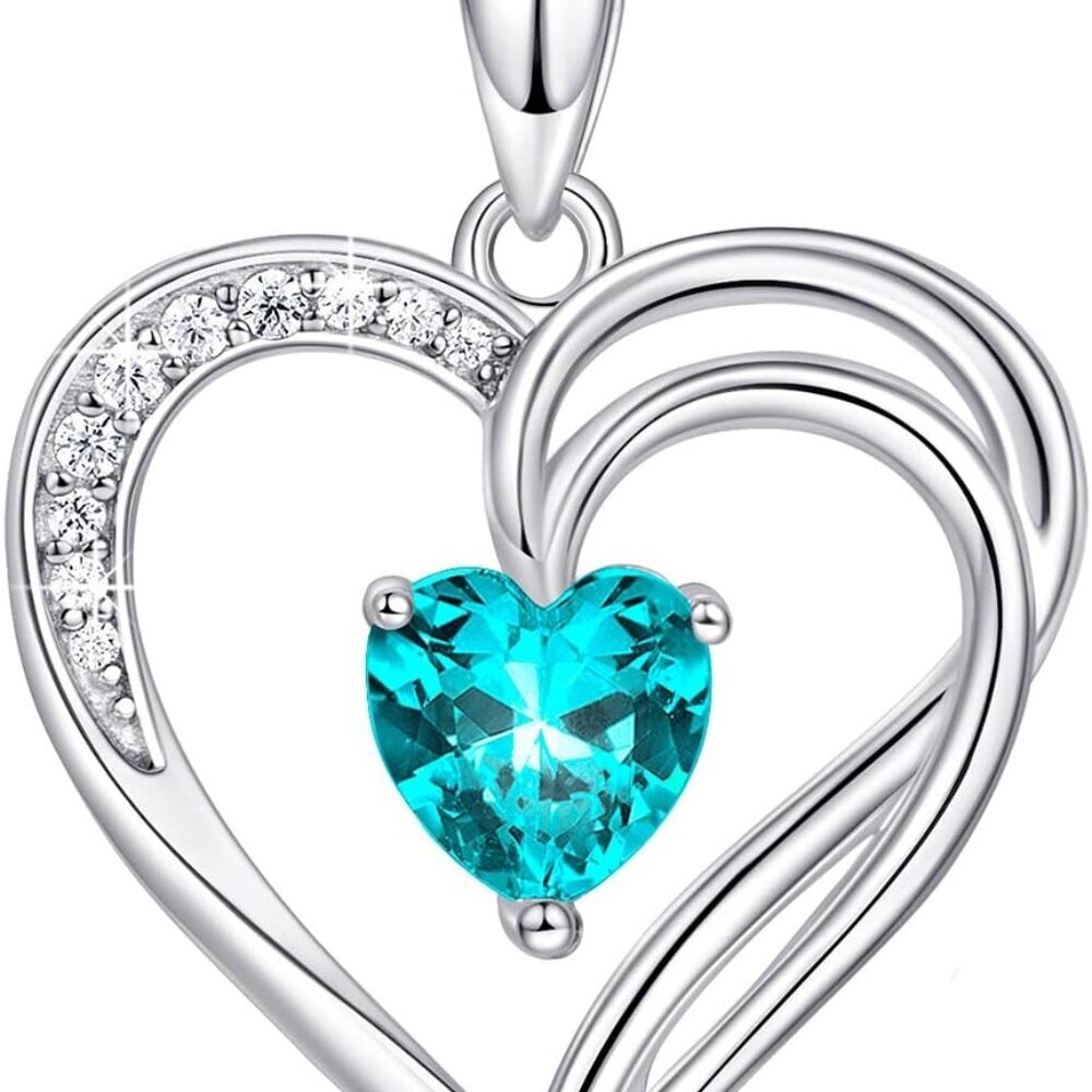 925 Sterling Silver Heart Necklace for Women Birthstone Necklace Silver Jewelry
